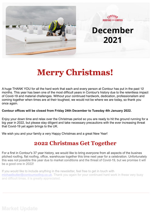 Contour Roofing December Newsletter